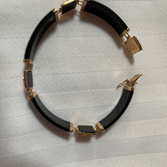 Vintage 14K Yellow Gold and Onyx Link Bracelet. Excellent condition. - Picture 4 of 6